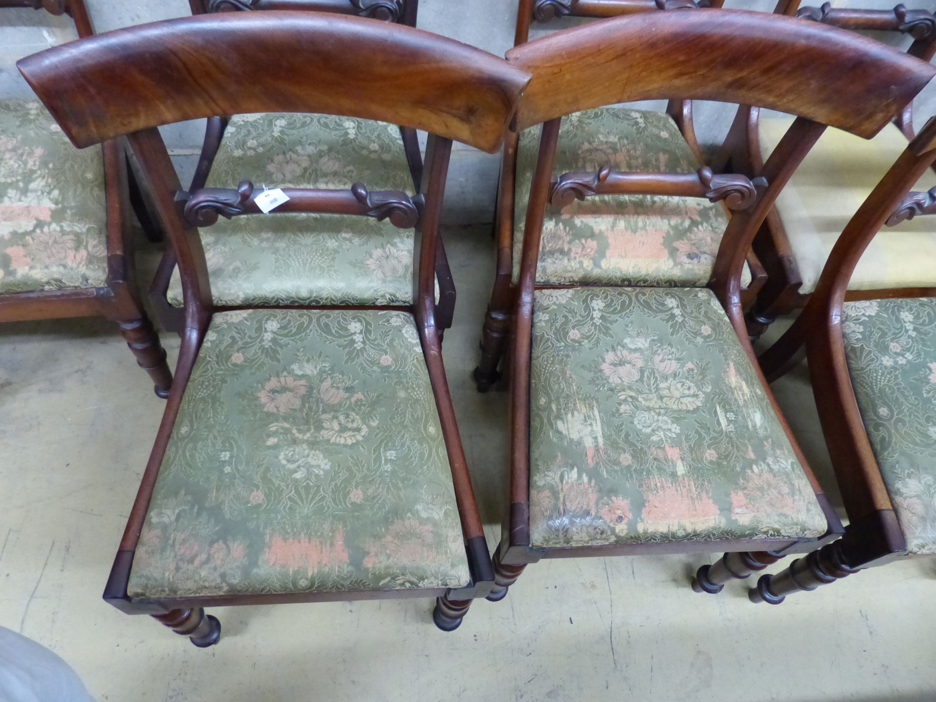 A set of nine early William IV mahogany dining chairs